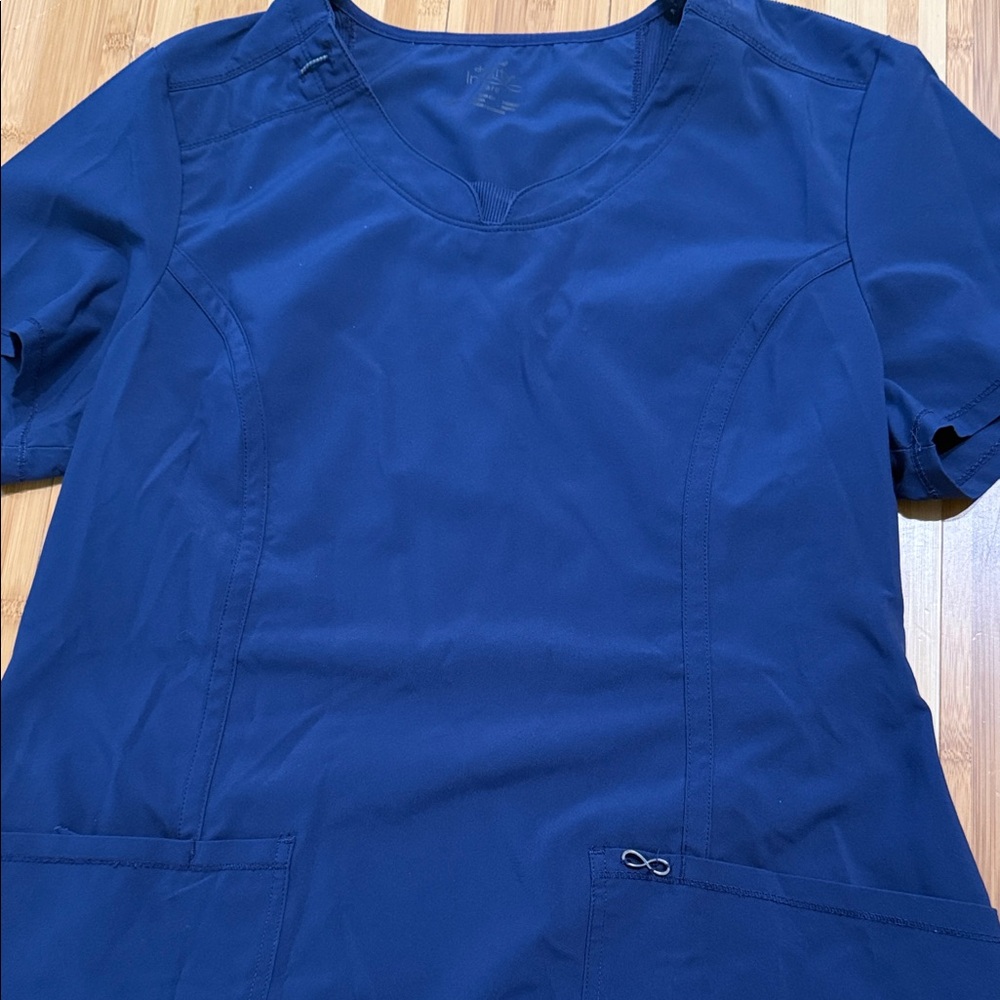 Navy Blue Women's Scrub Top - Picture 2 of 3